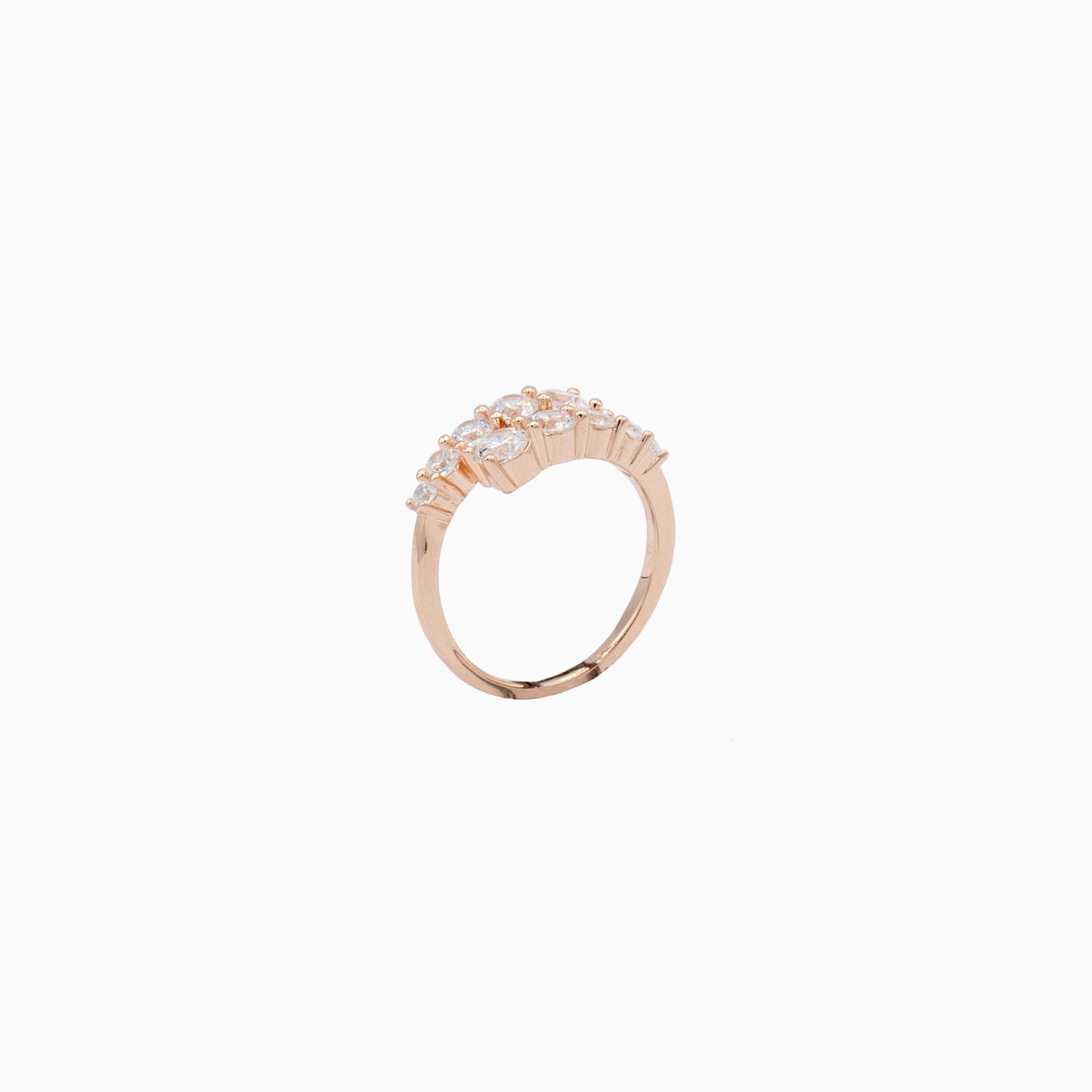Anello Contrarié Zirconi Bianchi Or Rose