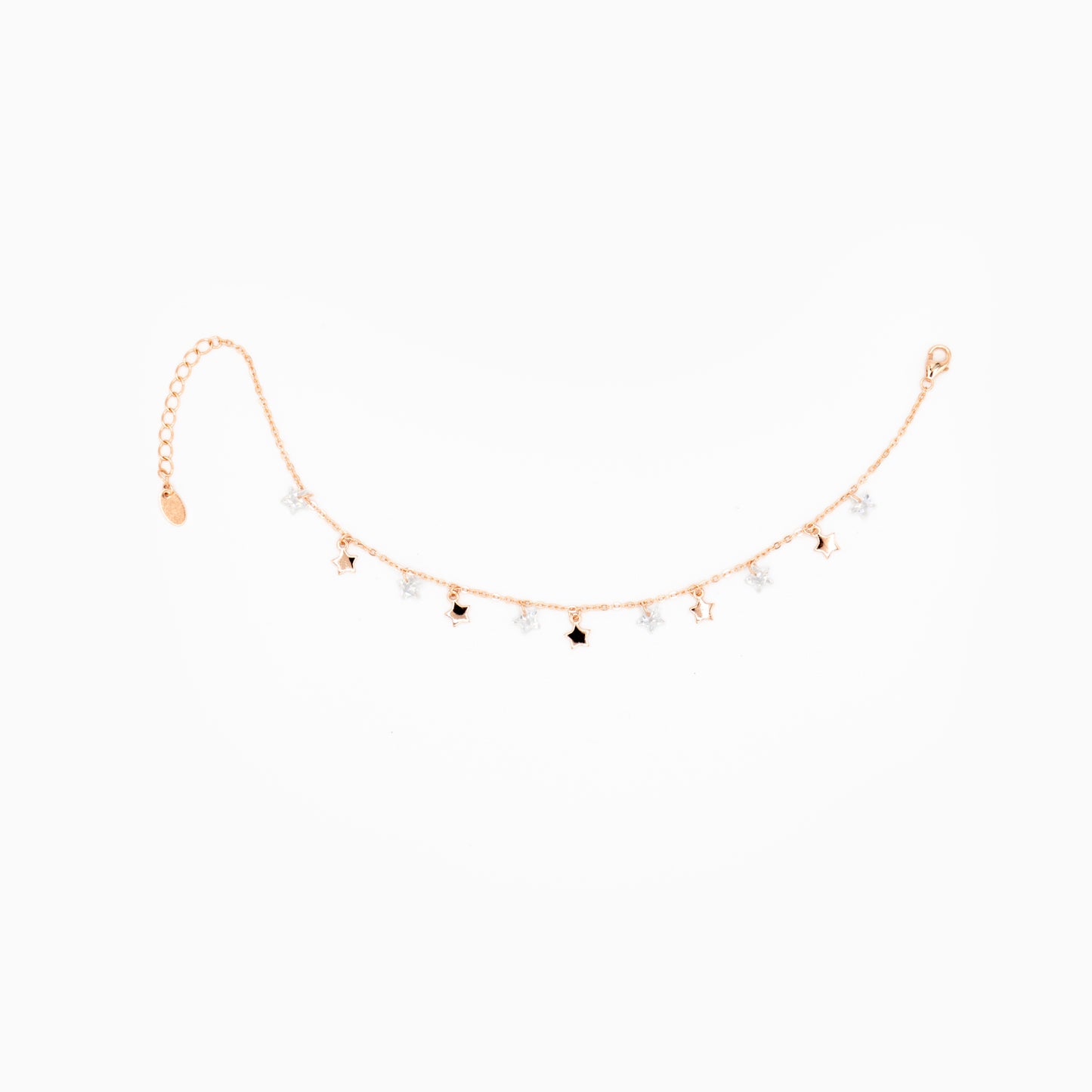Bracciale Or Rose Stelle Trasparenti e Argento