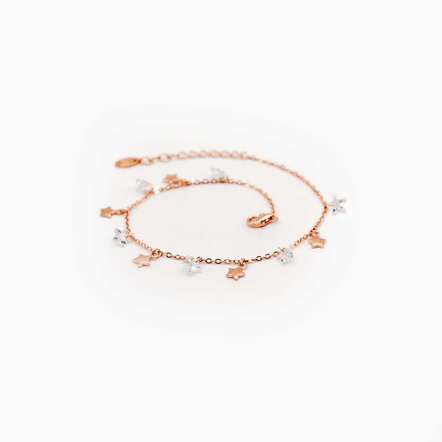 Bracciale Or Rose Stelle Trasparenti e Argento
