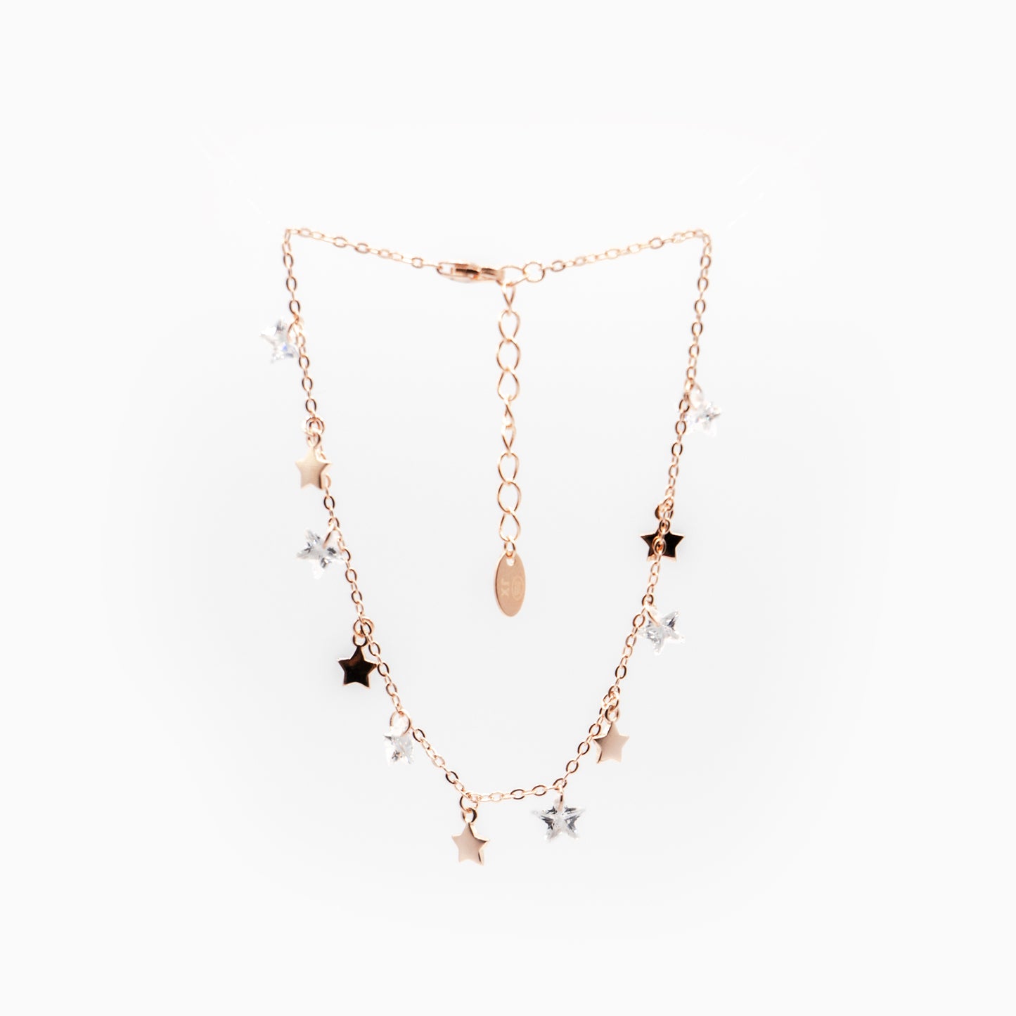 Bracciale Or Rose Stelle Trasparenti e Argento