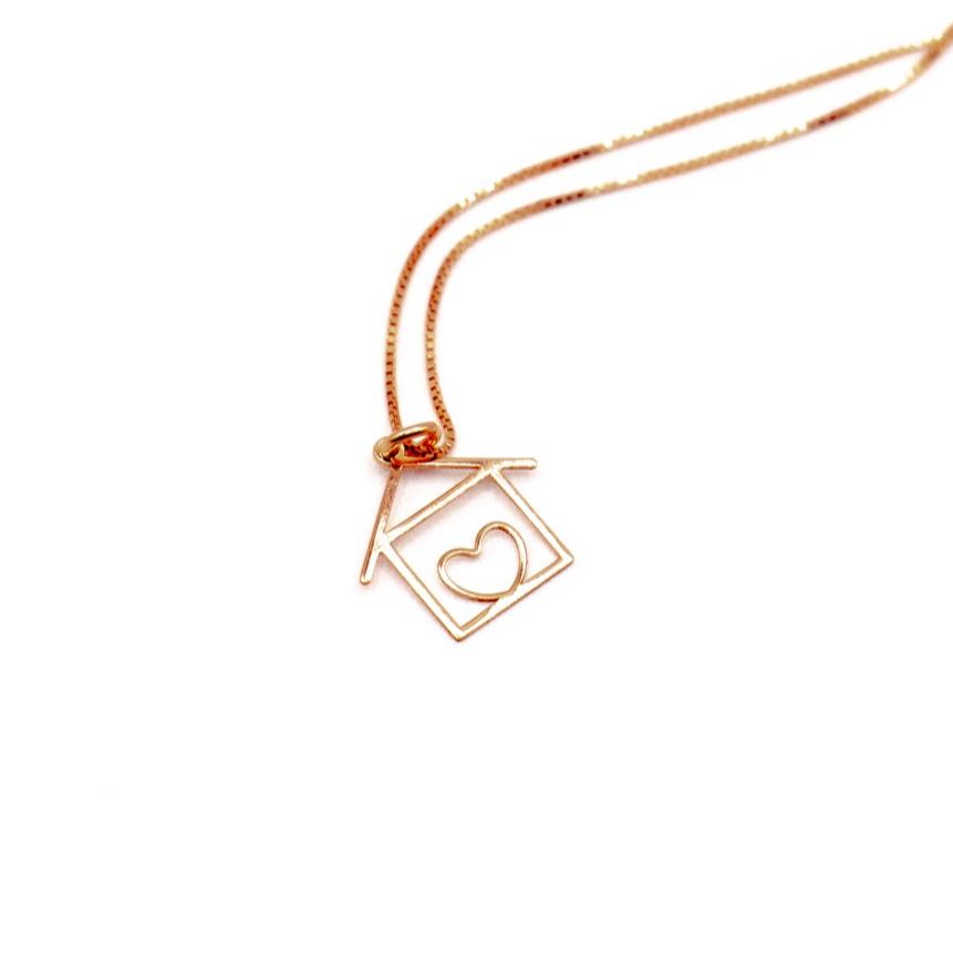 Collana con Casetta e Cuore Or Rose