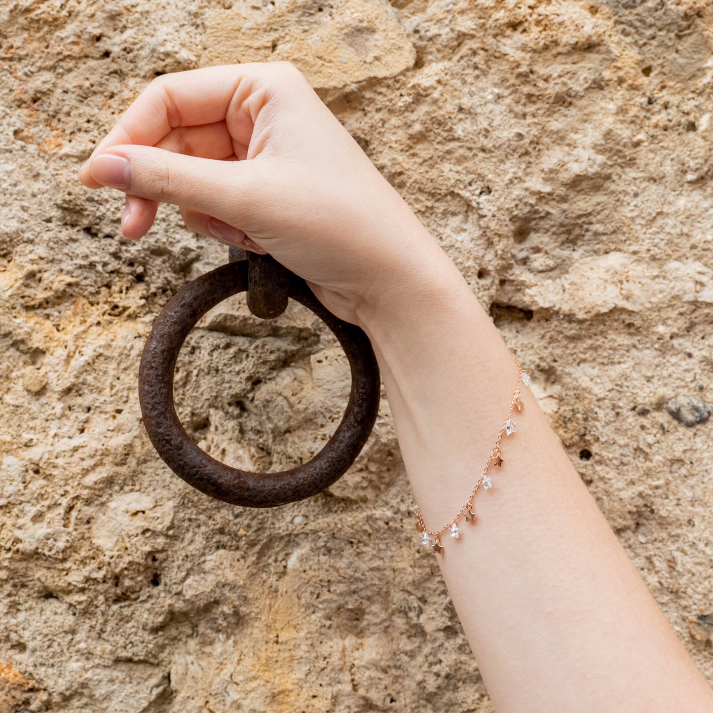 Bracciale Or Rose Stelle Trasparenti e Argento