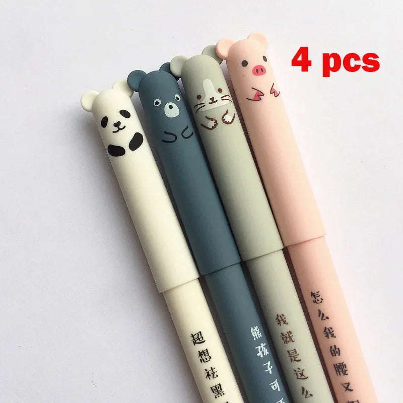Set 4 Penne Gel Cancellabili con animaletti kawaii