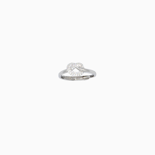 Anello Nodo Semplice Pavé Bianco
