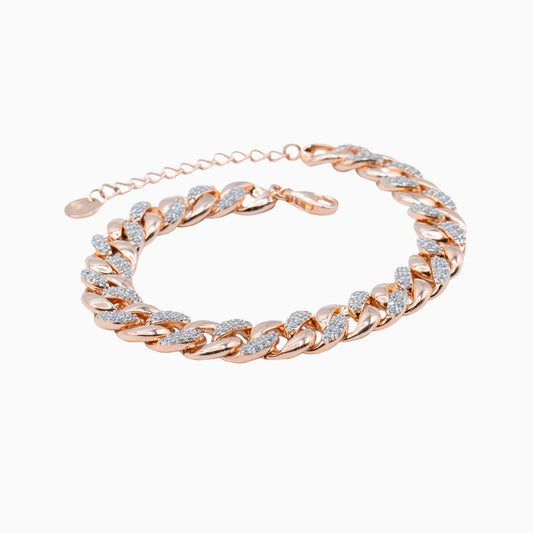 Bracciale Maglia Grumetta Argento e Zirconi Pavè