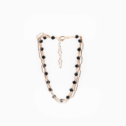 Bracciale a Tre Catene Nero Or Rose