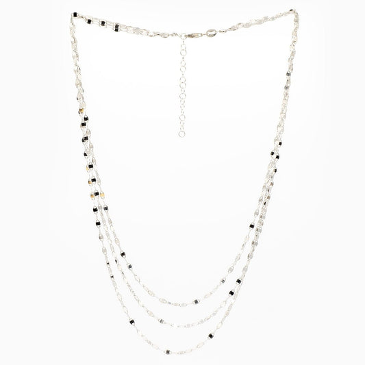 Collana tripla specchiata Rodiata