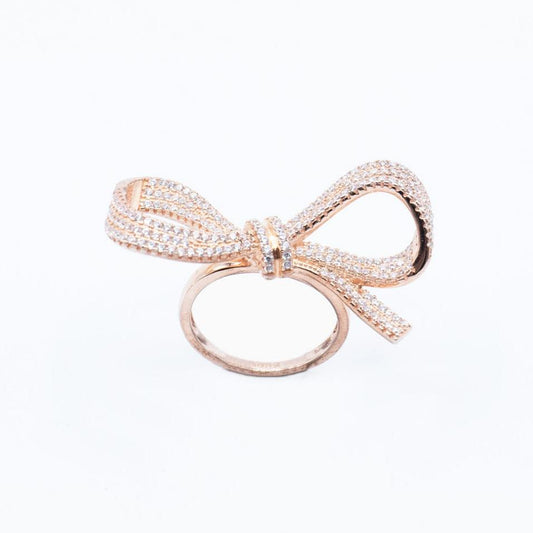Anello Fiocco Asimmetrico Pavé Or Rose