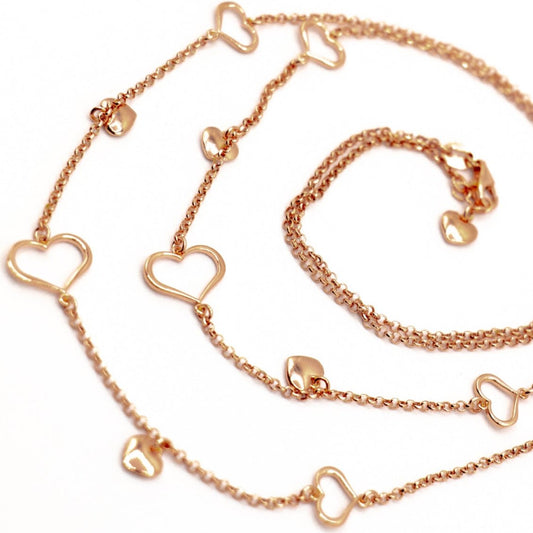 Collana Lunga con Cuori or rose