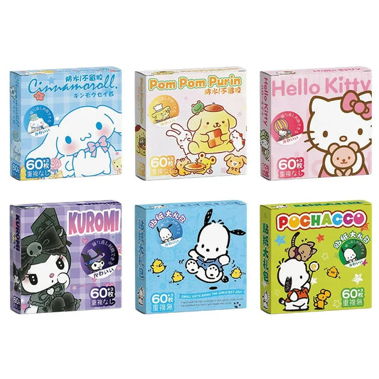 Scatole contenenti ognuna 60 adesivi Sanrio Kawaii. Disponibili 6 personaggi. Simpatica ed originale idea regalo.